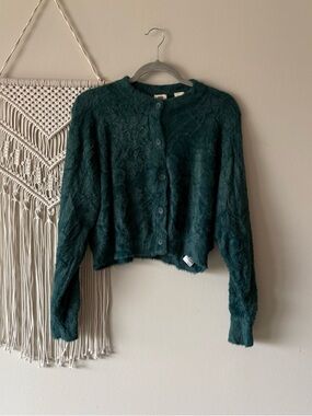Levi's Forest Green Fuzzy Button-Up Cardigan